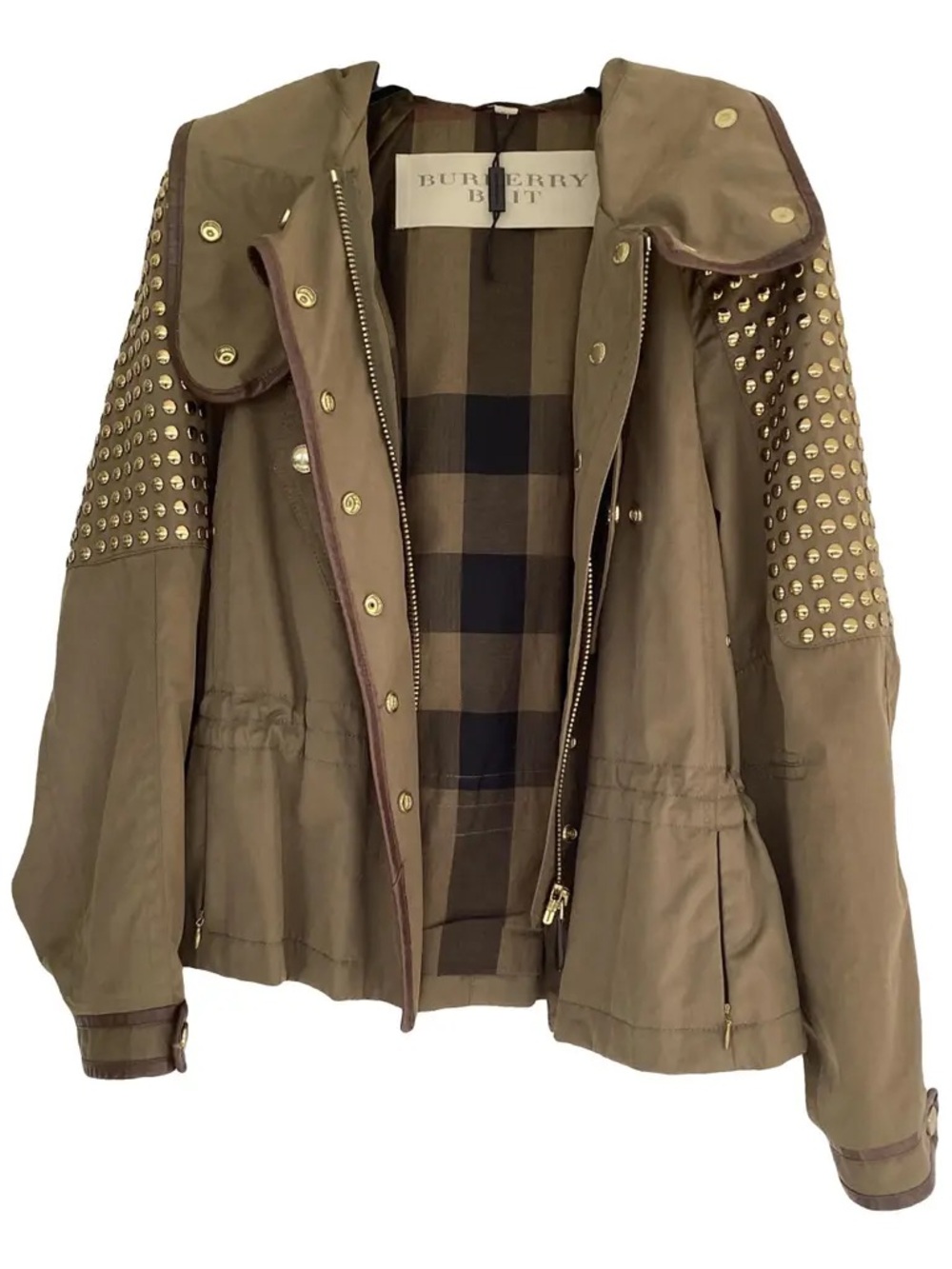 Burberry Brit Olive Green Studded Zip-Up Jacket - Picture 2 of 8